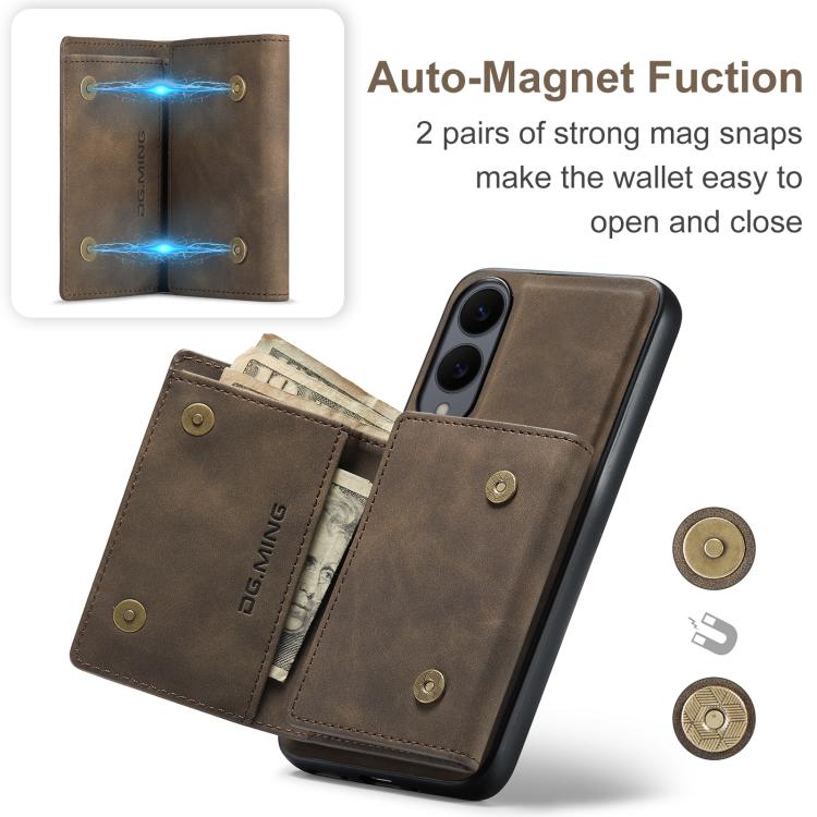 For Samsung Galaxy S25 Edge 5G DG.MING M1 Series 3-Fold Multi Card Wallet + Magnetic Phone Case(Coffee) - Galaxy S25 Edge 5G Cases by DG.MING | Online Shopping UK | buy2fix