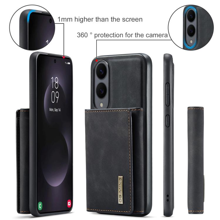 For Samsung Galaxy S25 Edge 5G DG.MING M1 Series 3-Fold Multi Card Wallet + Magnetic Phone Case(Black) - Galaxy S25 Edge 5G Cases by DG.MING | Online Shopping UK | buy2fix