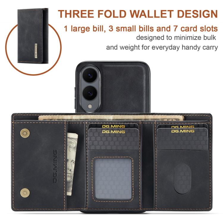 For Samsung Galaxy S25 Edge 5G DG.MING M1 Series 3-Fold Multi Card Wallet + Magnetic Phone Case(Black) - Galaxy S25 Edge 5G Cases by DG.MING | Online Shopping UK | buy2fix