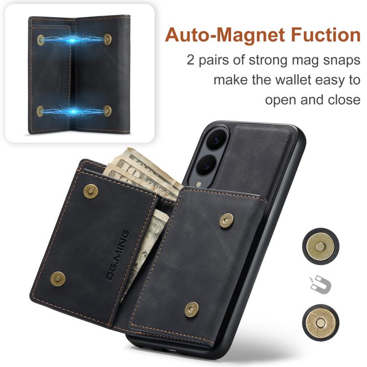 For Samsung Galaxy S25 Edge 5G DG.MING M1 Series 3-Fold Multi Card Wallet + Magnetic Phone Case(Black) - Galaxy S25 Edge 5G Cases by DG.MING | Online Shopping UK | buy2fix