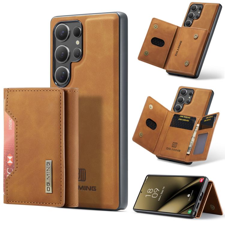 For Samsung Galaxy S25 Ultra 5G DG.MING M2 Series 3-Fold Multi Card Bag + Magnetic Phone Case(Brown) - Galaxy S25 Ultra 5G Cases by DG.MING | Online Shopping UK | buy2fix