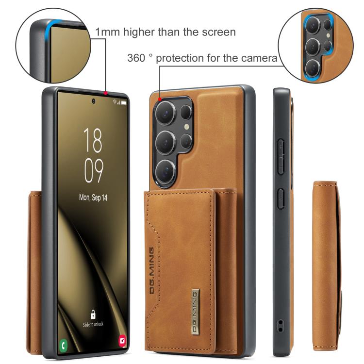 For Samsung Galaxy S25 Ultra 5G DG.MING M2 Series 3-Fold Multi Card Bag + Magnetic Phone Case(Brown) - Galaxy S25 Ultra 5G Cases by DG.MING | Online Shopping UK | buy2fix