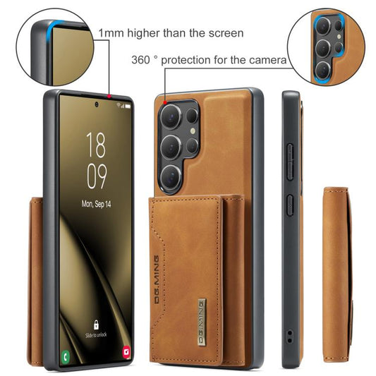 For Samsung Galaxy S25 Ultra 5G DG.MING M2 Series 3-Fold Multi Card Bag + Magnetic Phone Case(Brown) - Galaxy S25 Ultra 5G Cases by DG.MING | Online Shopping UK | buy2fix