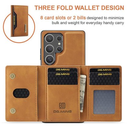 For Samsung Galaxy S25 Ultra 5G DG.MING M2 Series 3-Fold Multi Card Bag + Magnetic Phone Case(Brown) - Galaxy S25 Ultra 5G Cases by DG.MING | Online Shopping UK | buy2fix