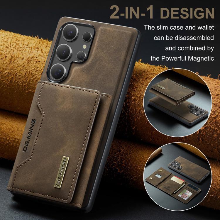 For Samsung Galaxy S25 Ultra 5G DG.MING M2 Series 3-Fold Multi Card Bag + Magnetic Phone Case(Coffee) - Galaxy S25 Ultra 5G Cases by DG.MING | Online Shopping UK | buy2fix