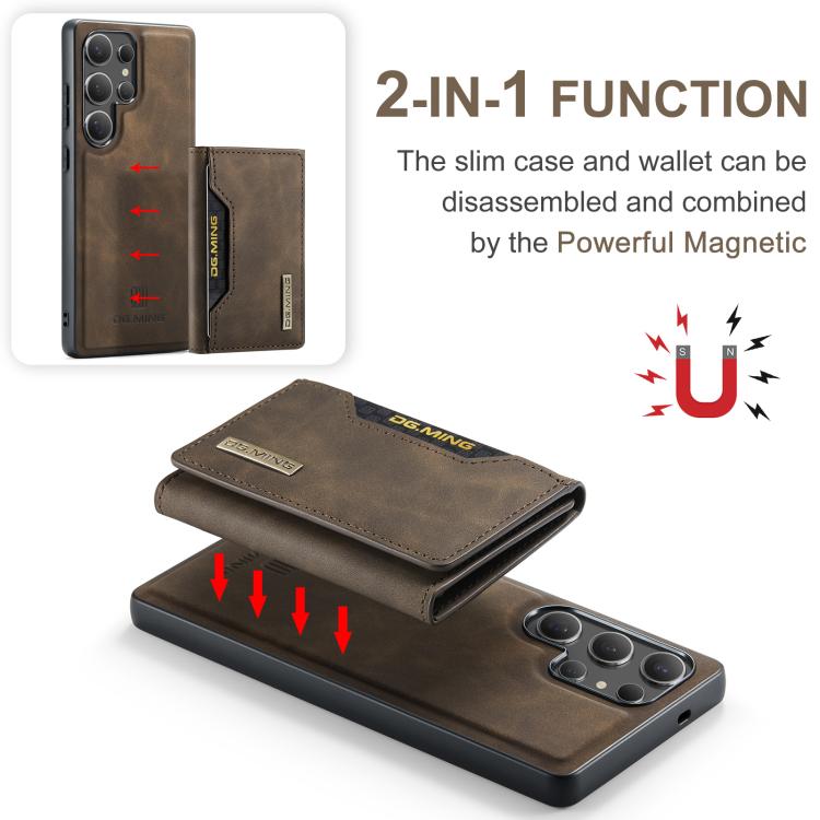 For Samsung Galaxy S25 Ultra 5G DG.MING M2 Series 3-Fold Multi Card Bag + Magnetic Phone Case(Coffee) - Galaxy S25 Ultra 5G Cases by DG.MING | Online Shopping UK | buy2fix