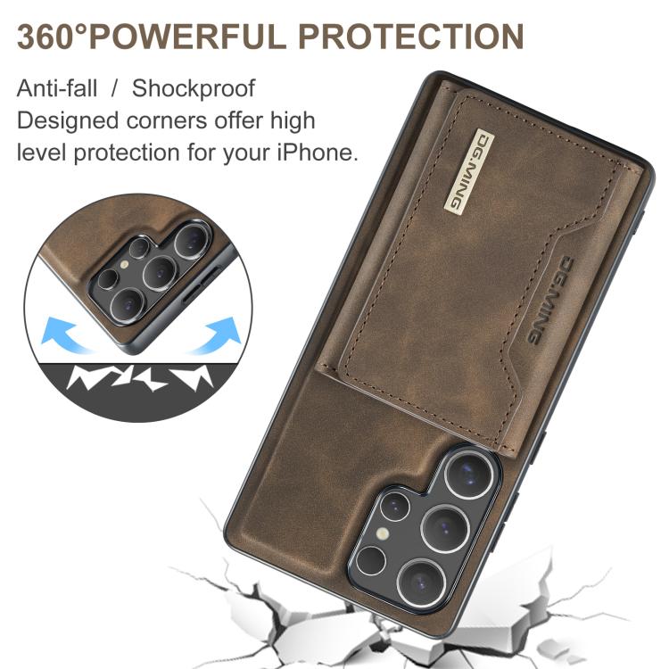 For Samsung Galaxy S25 Ultra 5G DG.MING M2 Series 3-Fold Multi Card Bag + Magnetic Phone Case(Coffee) - Galaxy S25 Ultra 5G Cases by DG.MING | Online Shopping UK | buy2fix