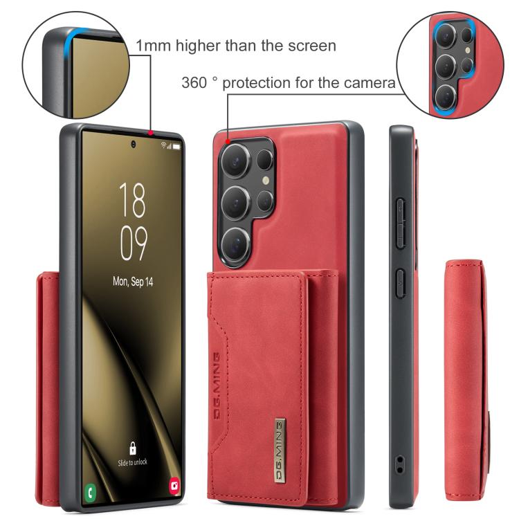 For Samsung Galaxy S25 Ultra 5G DG.MING M2 Series 3-Fold Multi Card Bag + Magnetic Phone Case(Red) - Galaxy S25 Ultra 5G Cases by DG.MING | Online Shopping UK | buy2fix