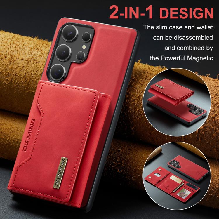 For Samsung Galaxy S25 Ultra 5G DG.MING M2 Series 3-Fold Multi Card Bag + Magnetic Phone Case(Red) - Galaxy S25 Ultra 5G Cases by DG.MING | Online Shopping UK | buy2fix