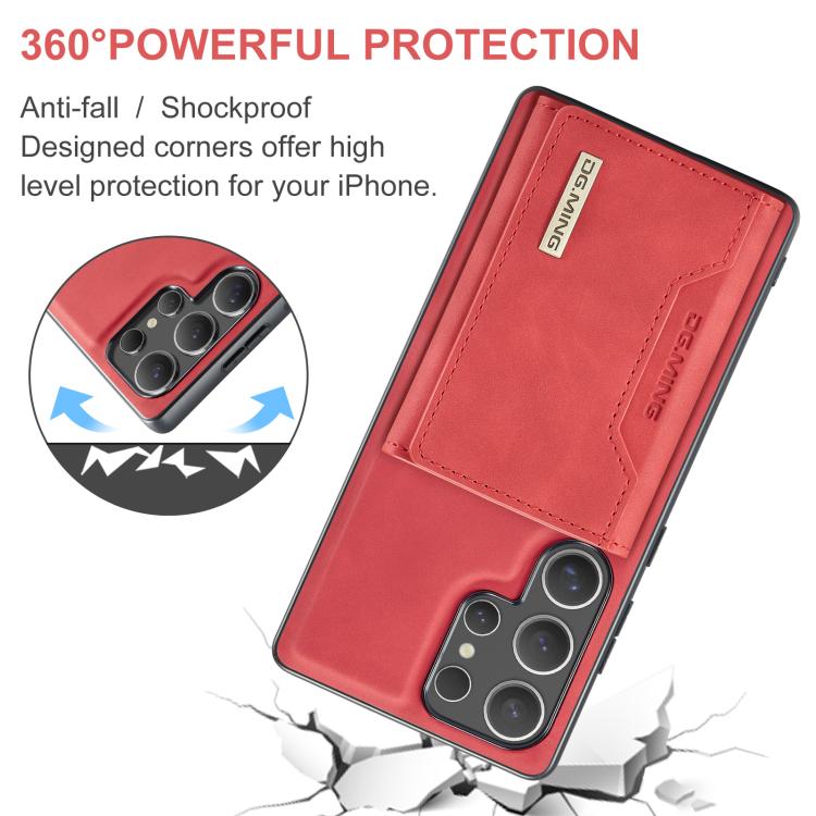 For Samsung Galaxy S25 Ultra 5G DG.MING M2 Series 3-Fold Multi Card Bag + Magnetic Phone Case(Red) - Galaxy S25 Ultra 5G Cases by DG.MING | Online Shopping UK | buy2fix