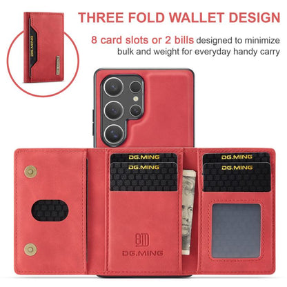 For Samsung Galaxy S25 Ultra 5G DG.MING M2 Series 3-Fold Multi Card Bag + Magnetic Phone Case(Red) - Galaxy S25 Ultra 5G Cases by DG.MING | Online Shopping UK | buy2fix