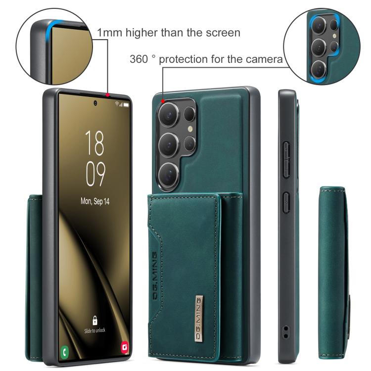 For Samsung Galaxy S25 Ultra 5G DG.MING M2 Series 3-Fold Multi Card Bag + Magnetic Phone Case(Green) - Galaxy S25 Ultra 5G Cases by DG.MING | Online Shopping UK | buy2fix