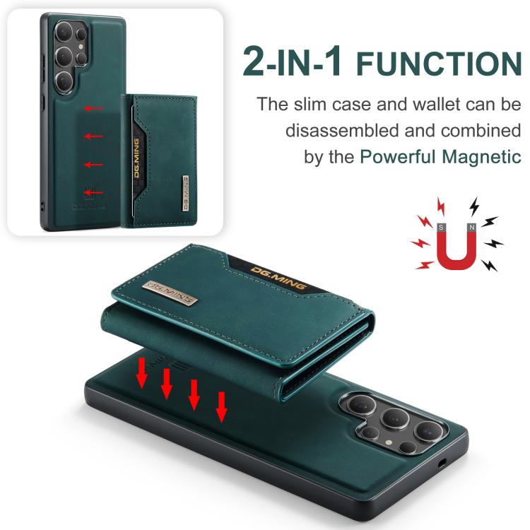 For Samsung Galaxy S25 Ultra 5G DG.MING M2 Series 3-Fold Multi Card Bag + Magnetic Phone Case(Green) - Galaxy S25 Ultra 5G Cases by DG.MING | Online Shopping UK | buy2fix