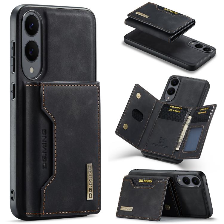 For Samsung Galaxy S25 Edge 5G DG.MING M2 Series 3-Fold Multi Card Bag + Magnetic Phone Case(Black) - Galaxy S25 Edge 5G Cases by DG.MING | Online Shopping UK | buy2fix