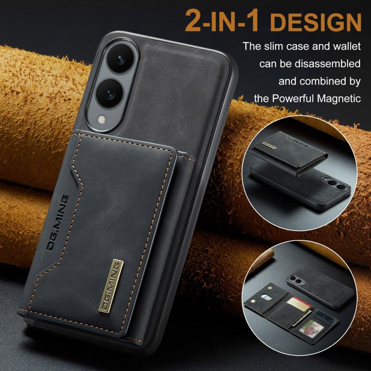 For Samsung Galaxy S25 Edge 5G DG.MING M2 Series 3-Fold Multi Card Bag + Magnetic Phone Case(Black) - Galaxy S25 Edge 5G Cases by DG.MING | Online Shopping UK | buy2fix