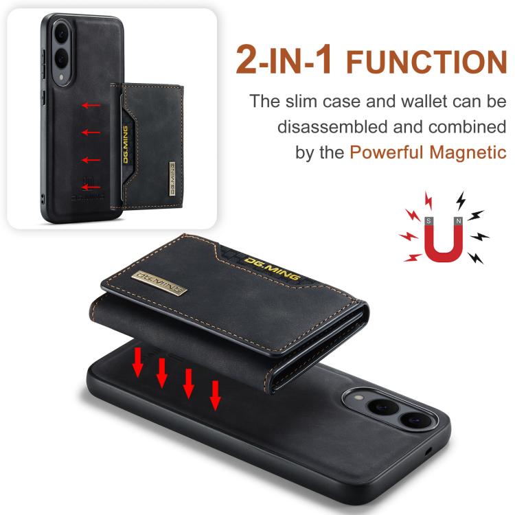 For Samsung Galaxy S25 Edge 5G DG.MING M2 Series 3-Fold Multi Card Bag + Magnetic Phone Case(Black) - Galaxy S25 Edge 5G Cases by DG.MING | Online Shopping UK | buy2fix