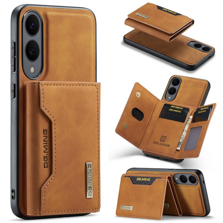 For Samsung Galaxy S25 Edge 5G DG.MING M2 Series 3-Fold Multi Card Bag + Magnetic Phone Case(Brown) - Galaxy S25 Edge 5G Cases by DG.MING | Online Shopping UK | buy2fix