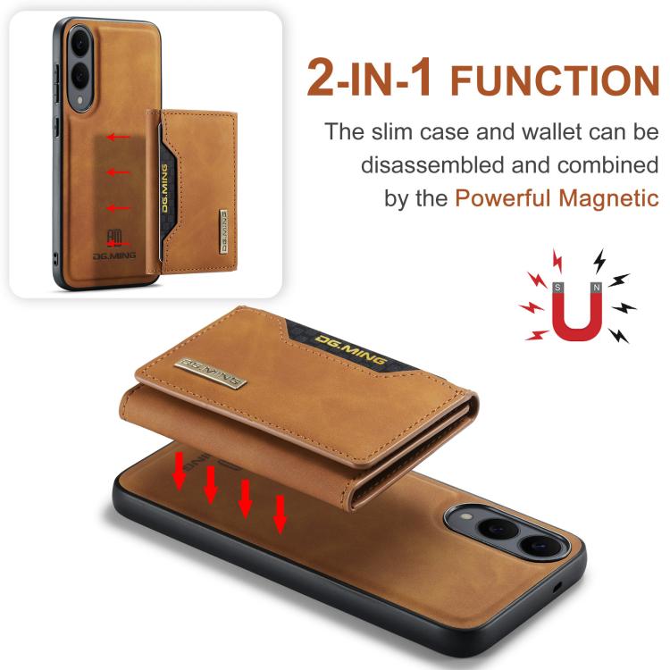 For Samsung Galaxy S25 Edge 5G DG.MING M2 Series 3-Fold Multi Card Bag + Magnetic Phone Case(Brown) - Galaxy S25 Edge 5G Cases by DG.MING | Online Shopping UK | buy2fix