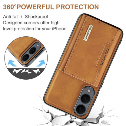 For Samsung Galaxy S25 Edge 5G DG.MING M2 Series 3-Fold Multi Card Bag + Magnetic Phone Case(Brown) - Galaxy S25 Edge 5G Cases by DG.MING | Online Shopping UK | buy2fix