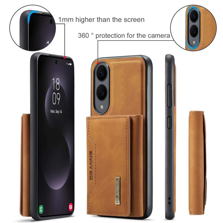 For Samsung Galaxy S25 Edge 5G DG.MING M2 Series 3-Fold Multi Card Bag + Magnetic Phone Case(Brown) - Galaxy S25 Edge 5G Cases by DG.MING | Online Shopping UK | buy2fix
