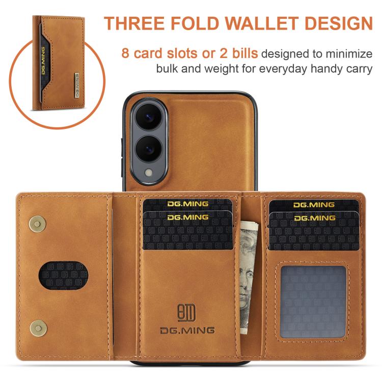 For Samsung Galaxy S25 Edge 5G DG.MING M2 Series 3-Fold Multi Card Bag + Magnetic Phone Case(Brown) - Galaxy S25 Edge 5G Cases by DG.MING | Online Shopping UK | buy2fix