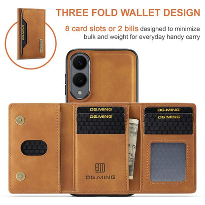 For Samsung Galaxy S25 Edge 5G DG.MING M2 Series 3-Fold Multi Card Bag + Magnetic Phone Case(Brown) - Galaxy S25 Edge 5G Cases by DG.MING | Online Shopping UK | buy2fix