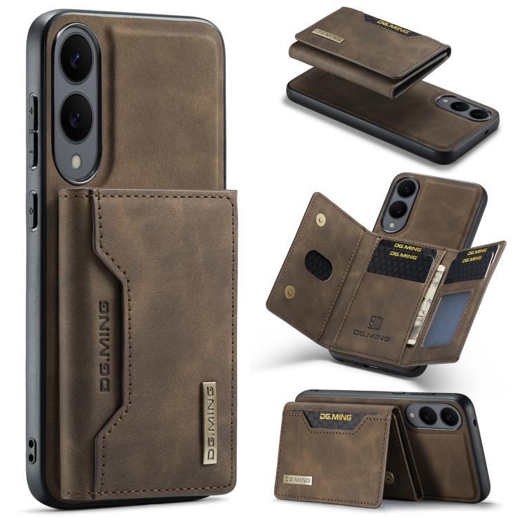 For Samsung Galaxy S25 Edge 5G DG.MING M2 Series 3-Fold Multi Card Bag + Magnetic Phone Case(Coffee) - Galaxy S25 Edge 5G Cases by DG.MING | Online Shopping UK | buy2fix