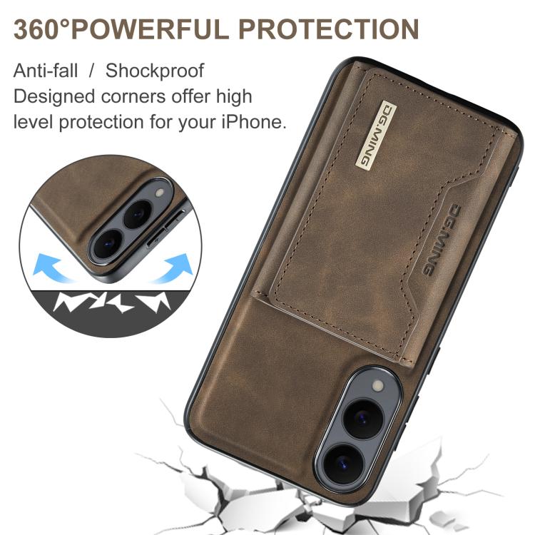 For Samsung Galaxy S25 Edge 5G DG.MING M2 Series 3-Fold Multi Card Bag + Magnetic Phone Case(Coffee) - Galaxy S25 Edge 5G Cases by DG.MING | Online Shopping UK | buy2fix