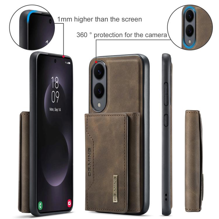 For Samsung Galaxy S25 Edge 5G DG.MING M2 Series 3-Fold Multi Card Bag + Magnetic Phone Case(Coffee) - Galaxy S25 Edge 5G Cases by DG.MING | Online Shopping UK | buy2fix