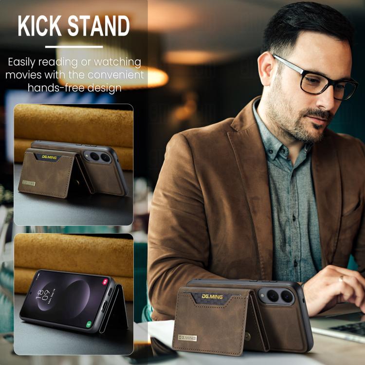 For Samsung Galaxy S25 Edge 5G DG.MING M2 Series 3-Fold Multi Card Bag + Magnetic Phone Case(Coffee) - Galaxy S25 Edge 5G Cases by DG.MING | Online Shopping UK | buy2fix