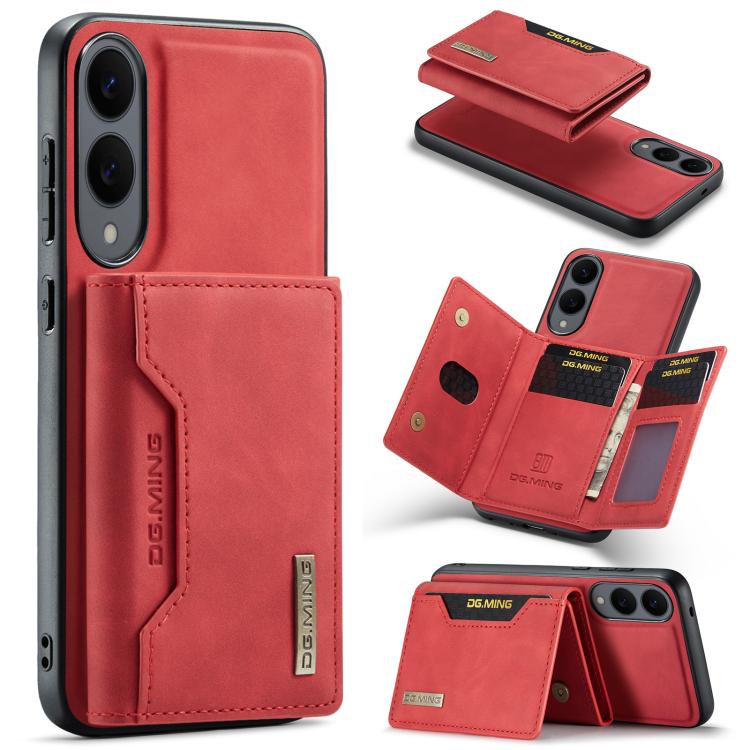 For Samsung Galaxy S25 Edge 5G DG.MING M2 Series 3-Fold Multi Card Bag + Magnetic Phone Case(Red) - Galaxy S25 Edge 5G Cases by DG.MING | Online Shopping UK | buy2fix