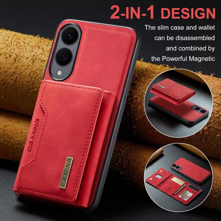 For Samsung Galaxy S25 Edge 5G DG.MING M2 Series 3-Fold Multi Card Bag + Magnetic Phone Case(Red) - Galaxy S25 Edge 5G Cases by DG.MING | Online Shopping UK | buy2fix