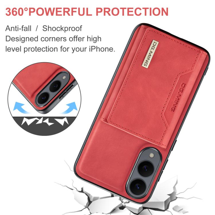 For Samsung Galaxy S25 Edge 5G DG.MING M2 Series 3-Fold Multi Card Bag + Magnetic Phone Case(Red) - Galaxy S25 Edge 5G Cases by DG.MING | Online Shopping UK | buy2fix