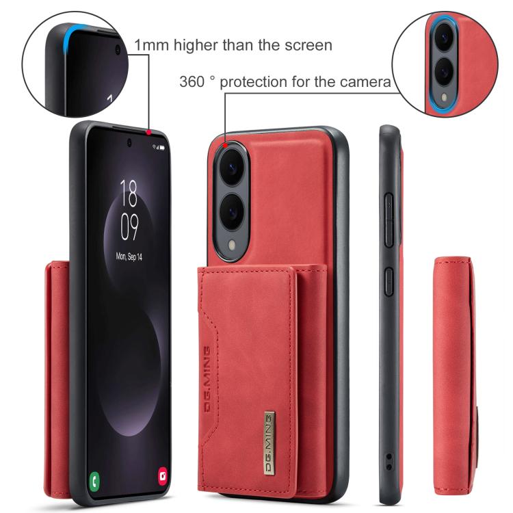 For Samsung Galaxy S25 Edge 5G DG.MING M2 Series 3-Fold Multi Card Bag + Magnetic Phone Case(Red) - Galaxy S25 Edge 5G Cases by DG.MING | Online Shopping UK | buy2fix