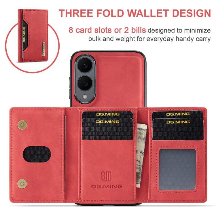 For Samsung Galaxy S25 Edge 5G DG.MING M2 Series 3-Fold Multi Card Bag + Magnetic Phone Case(Red) - Galaxy S25 Edge 5G Cases by DG.MING | Online Shopping UK | buy2fix