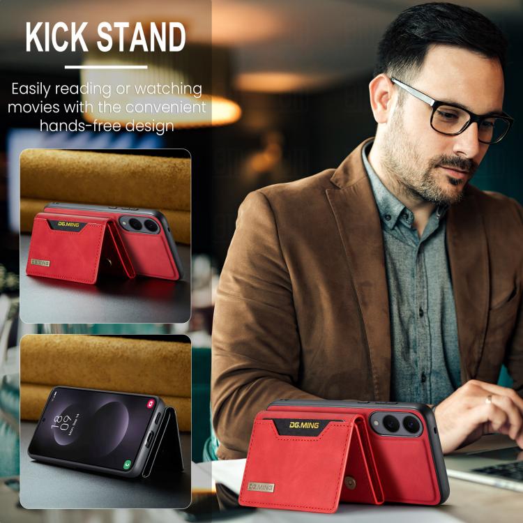 For Samsung Galaxy S25 Edge 5G DG.MING M2 Series 3-Fold Multi Card Bag + Magnetic Phone Case(Red) - Galaxy S25 Edge 5G Cases by DG.MING | Online Shopping UK | buy2fix