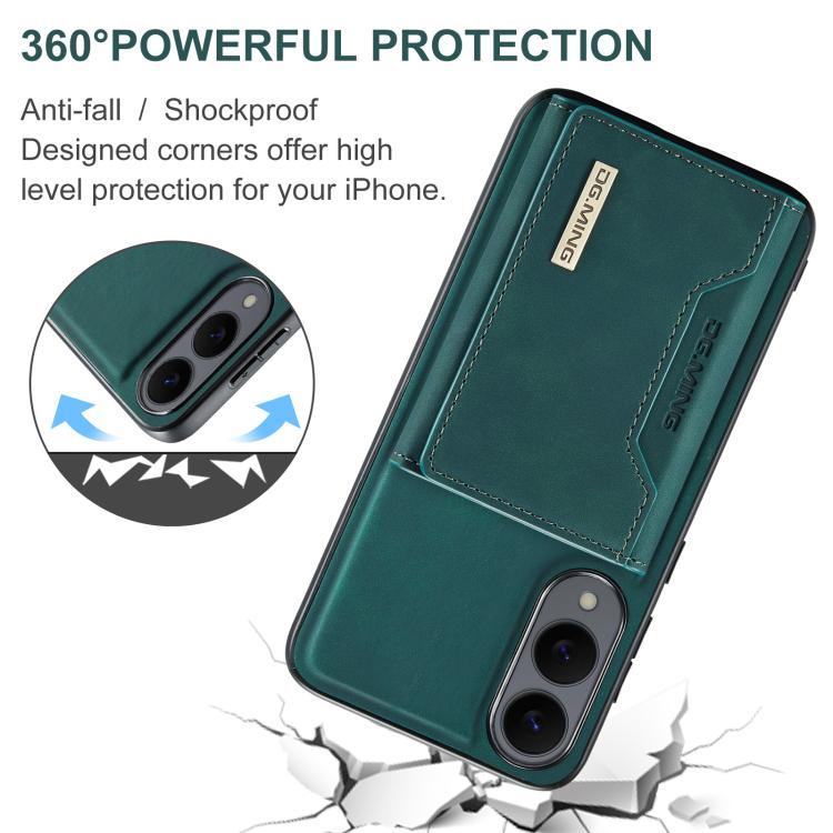 For Samsung Galaxy S25 Edge 5G DG.MING M2 Series 3-Fold Multi Card Bag + Magnetic Phone Case(Green) - Galaxy S25 Edge 5G Cases by DG.MING | Online Shopping UK | buy2fix