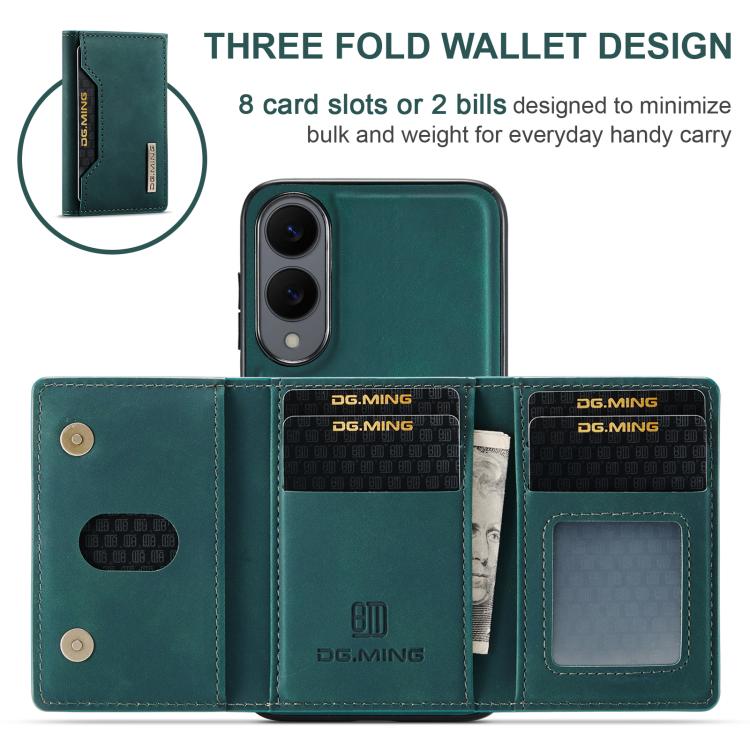 For Samsung Galaxy S25 Edge 5G DG.MING M2 Series 3-Fold Multi Card Bag + Magnetic Phone Case(Green) - Galaxy S25 Edge 5G Cases by DG.MING | Online Shopping UK | buy2fix
