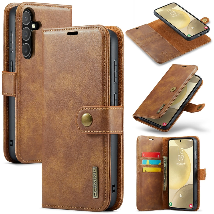 For Samsung Galaxy S24 FE 5G DG.MING Crazy Horse Texture Detachable Magnetic Leather Case(Brown) by DG.MING