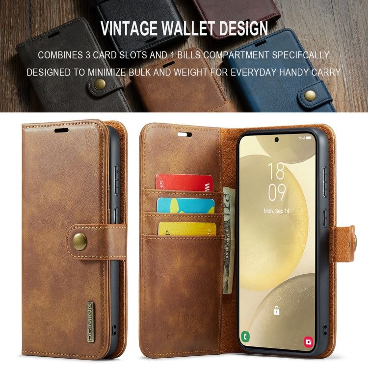 For Samsung Galaxy S24 FE 5G DG.MING Crazy Horse Texture Detachable Magnetic Leather Case(Brown) by DG.MING
