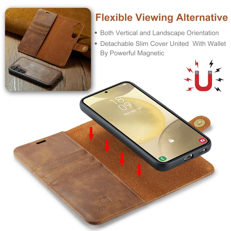 For Samsung Galaxy S24 FE 5G DG.MING Crazy Horse Texture Detachable Magnetic Leather Case(Brown) by DG.MING