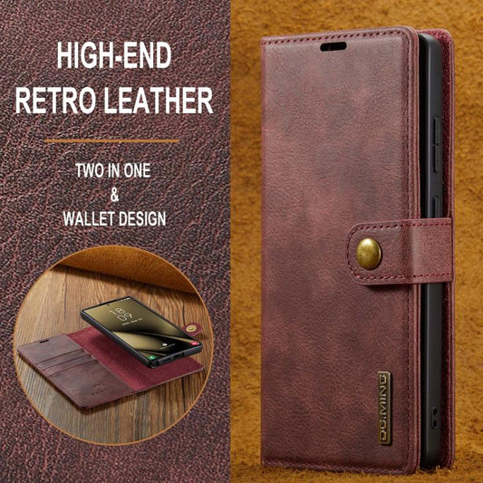 For Samsung Galaxy S25 Ultra 5G DG.MING Crazy Horse Texture Detachable Magnetic Leather Case(Red) - Galaxy S25 Ultra 5G Cases by DG.MING | Online Shopping UK | buy2fix