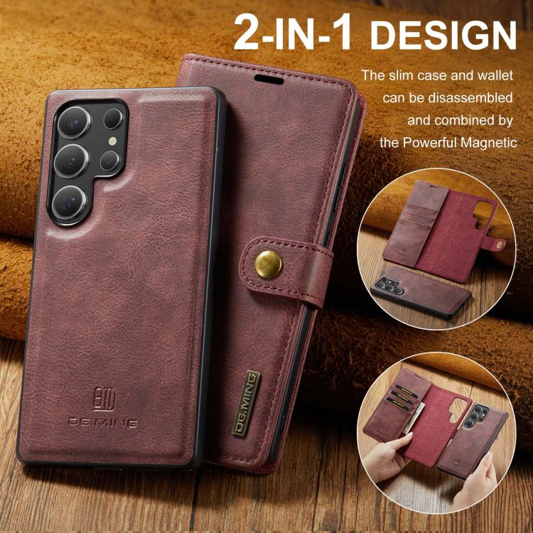 For Samsung Galaxy S25 Ultra 5G DG.MING Crazy Horse Texture Detachable Magnetic Leather Case(Red) - Galaxy S25 Ultra 5G Cases by DG.MING | Online Shopping UK | buy2fix