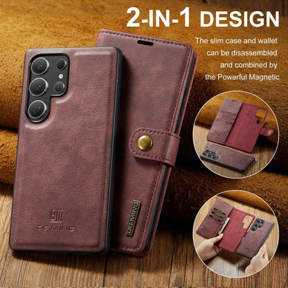 For Samsung Galaxy S25 Ultra 5G DG.MING Crazy Horse Texture Detachable Magnetic Leather Case(Red) - Galaxy S25 Ultra 5G Cases by DG.MING | Online Shopping UK | buy2fix