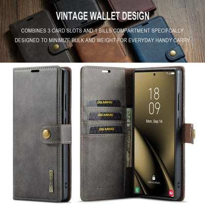 For Samsung Galaxy S25 Ultra 5G DG.MING Crazy Horse Texture Detachable Magnetic Leather Case(Grey) - Galaxy S25 Ultra 5G Cases by DG.MING | Online Shopping UK | buy2fix