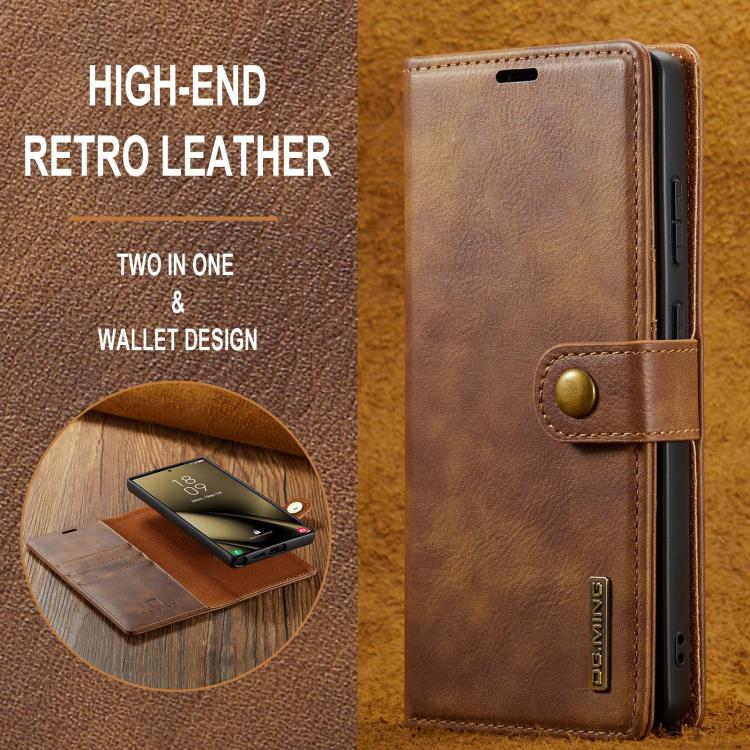 For Samsung Galaxy S25 Ultra 5G DG.MING Crazy Horse Texture Detachable Magnetic Leather Case(Brown) - Galaxy S25 Ultra 5G Cases by DG.MING | Online Shopping UK | buy2fix