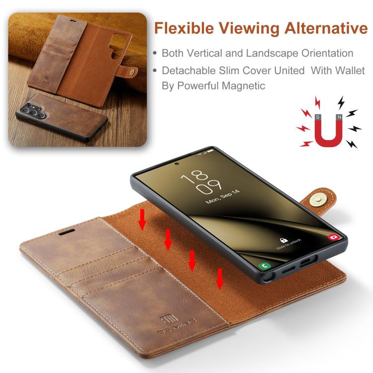 For Samsung Galaxy S25 Ultra 5G DG.MING Crazy Horse Texture Detachable Magnetic Leather Case(Brown) - Galaxy S25 Ultra 5G Cases by DG.MING | Online Shopping UK | buy2fix