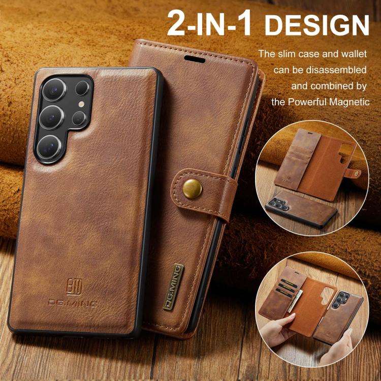 For Samsung Galaxy S25 Ultra 5G DG.MING Crazy Horse Texture Detachable Magnetic Leather Case(Brown) - Galaxy S25 Ultra 5G Cases by DG.MING | Online Shopping UK | buy2fix