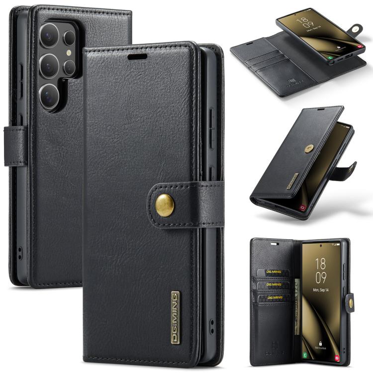 For Samsung Galaxy S25 Ultra 5G DG.MING Crazy Horse Texture Detachable Magnetic Leather Case(Black) - Galaxy S25 Ultra 5G Cases by DG.MING | Online Shopping UK | buy2fix