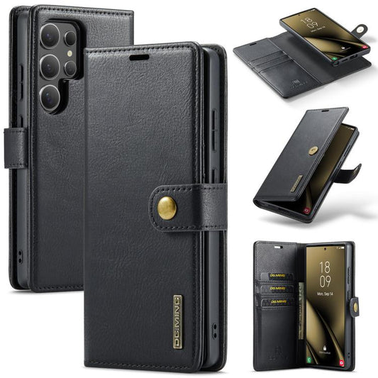 For Samsung Galaxy S25 Ultra 5G DG.MING Crazy Horse Texture Detachable Magnetic Leather Case(Black) - Galaxy S25 Ultra 5G Cases by DG.MING | Online Shopping UK | buy2fix
